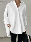 2025 Autumn Streetwear Oversized Women's White Shirts Turn-down Collar Long Slee. Fixed Price $70.00.