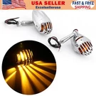 2PCS Motorcycle Turn Signals Grill Bullet Amber Indicator Lights Lamp Chrome. Fixed Price $23.78.