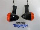 Triumph Bonneville T120 T100 Thruxton Street Cup Black Indicator Rear Pair. Fixed Price $87.89.