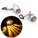 2PCS Motorcycle Turn Signals Grill Bullet Amber Indicator Lights Lamp Chrome. Fixed Price $23.58.
